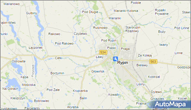mapa Ławy gmina Rypin, Ławy gmina Rypin na mapie Targeo
