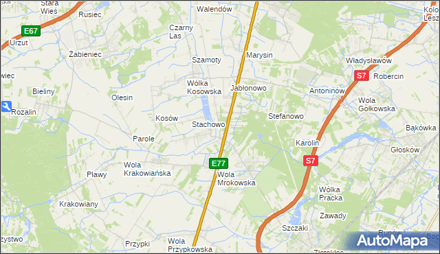 mapa Mroków gmina Lesznowola, Mroków gmina Lesznowola na mapie Targeo