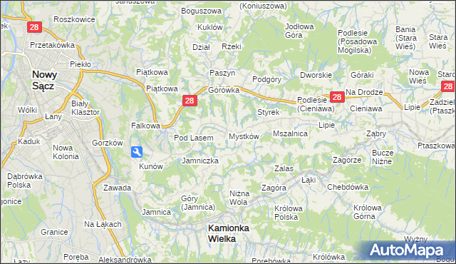 mapa Mystków, Mystków na mapie Targeo