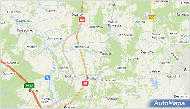 mapa Oleksin gmina Kołbiel, Oleksin gmina Kołbiel na mapie Targeo