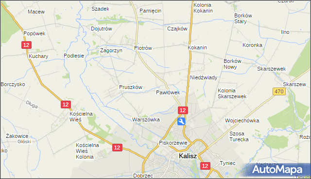 mapa Pawłówek gmina Blizanów, Pawłówek gmina Blizanów na mapie Targeo