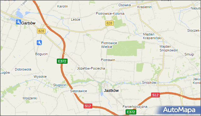 mapa Piotrawin gmina Jastków, Piotrawin gmina Jastków na mapie Targeo