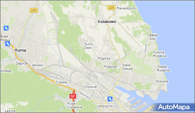 mapa Pogórze gmina Kosakowo, Pogórze gmina Kosakowo na mapie Targeo