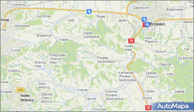 mapa Poręba Spytkowska, Poręba Spytkowska na mapie Targeo