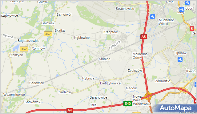 mapa Smolec, Smolec na mapie Targeo