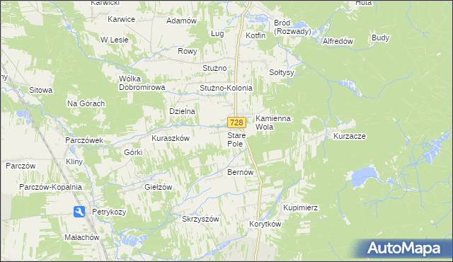 mapa Stare Pole gmina Gowarczów, Stare Pole gmina Gowarczów na mapie Targeo