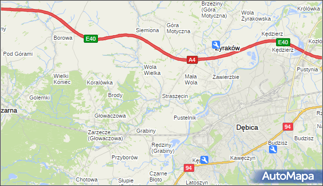 mapa Straszęcin, Straszęcin na mapie Targeo