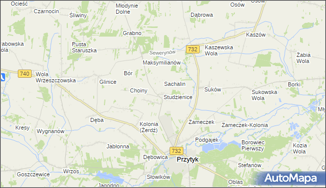mapa Studzienice gmina Przytyk, Studzienice gmina Przytyk na mapie Targeo