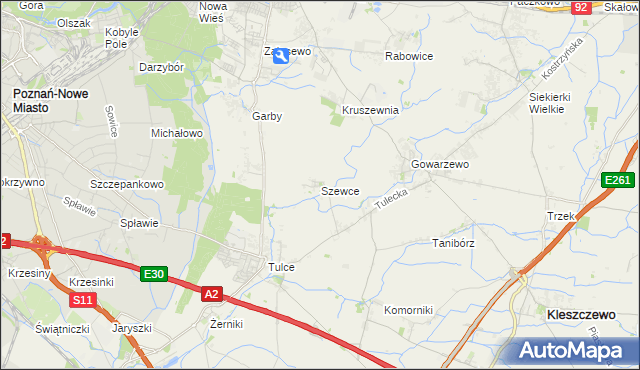 mapa Szewce gmina Kleszczewo, Szewce gmina Kleszczewo na mapie Targeo