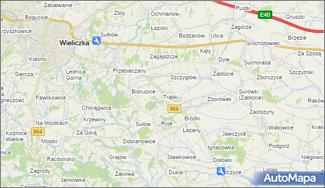 mapa Trąbki gmina Biskupice, Trąbki gmina Biskupice na mapie Targeo