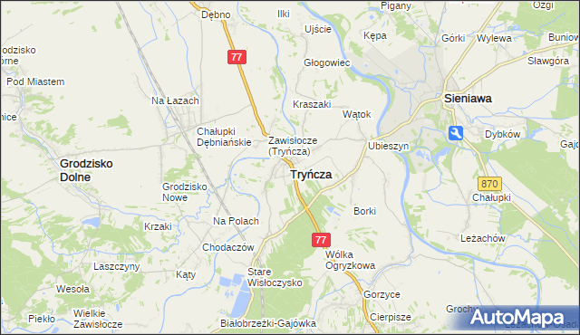 mapa Tryńcza, Tryńcza na mapie Targeo
