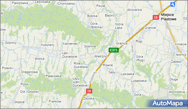 mapa Wietrzno gmina Dukla, Wietrzno gmina Dukla na mapie Targeo