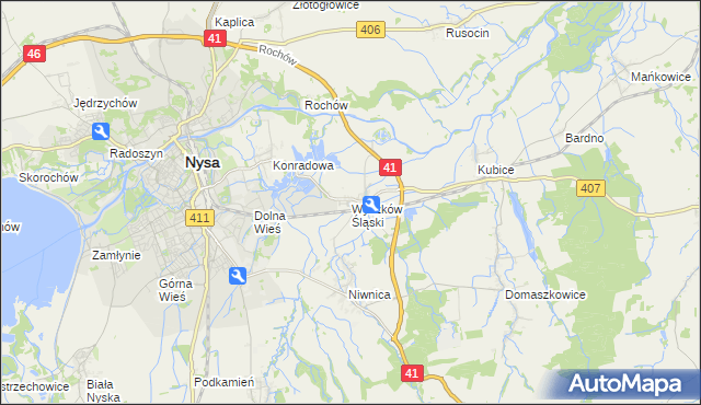 mapa Wyszków Śląski, Wyszków Śląski na mapie Targeo