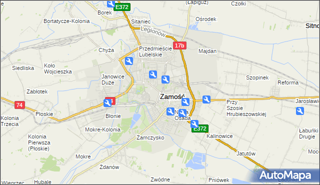 mapa Zamościa, Zamość na mapie Targeo