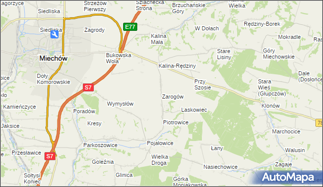 mapa Zarogów, Zarogów na mapie Targeo