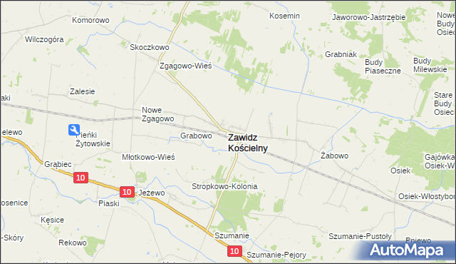 mapa Zawidz Kościelny, Zawidz Kościelny na mapie Targeo