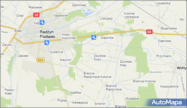 mapa Zbulitów Duży, Zbulitów Duży na mapie Targeo