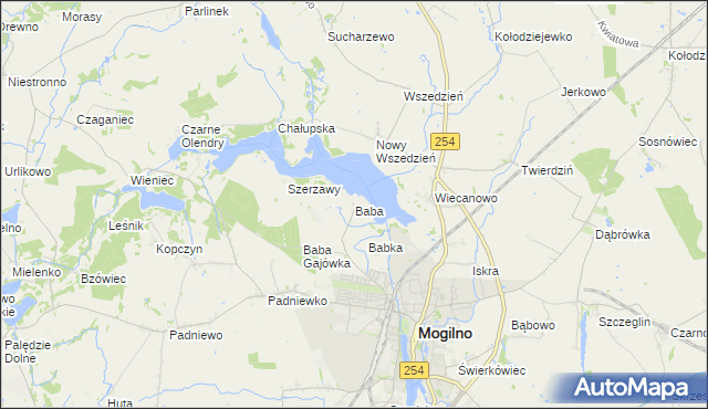 mapa Baba gmina Mogilno, Baba gmina Mogilno na mapie Targeo