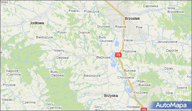 mapa Błażkowa gmina Brzyska, Błażkowa gmina Brzyska na mapie Targeo