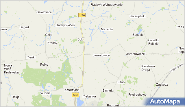 mapa Jarantowice gmina Ryńsk, Jarantowice gmina Ryńsk na mapie Targeo
