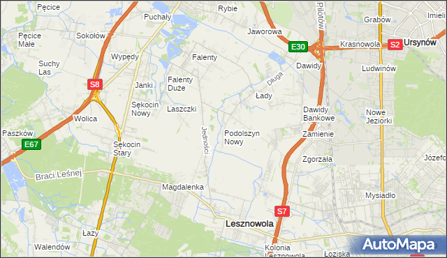 mapa Podolszyn Nowy, Podolszyn Nowy na mapie Targeo