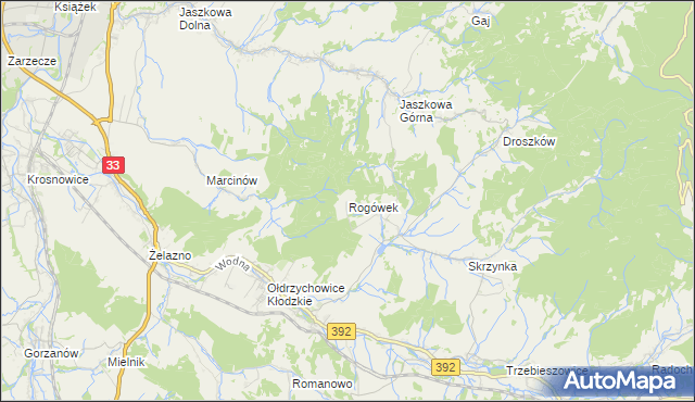 mapa Rogówek gmina Kłodzko, Rogówek gmina Kłodzko na mapie Targeo