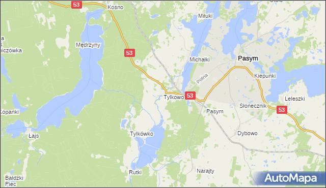 mapa Tylkowo, Tylkowo na mapie Targeo