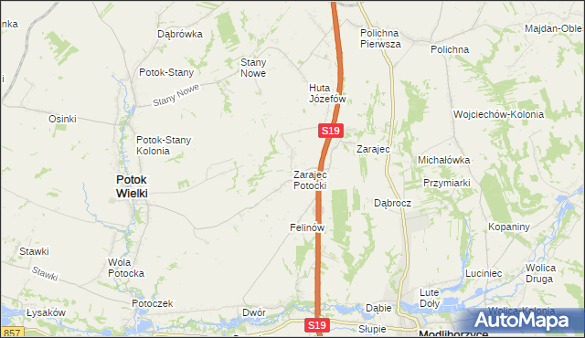 mapa Zarajec Potocki, Zarajec Potocki na mapie Targeo