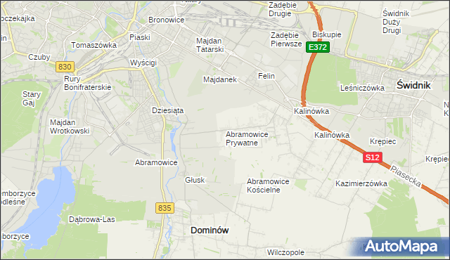 mapa Abramowice Prywatne, Abramowice Prywatne na mapie Targeo