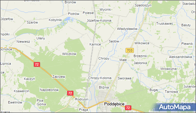 mapa Chropy, Chropy na mapie Targeo