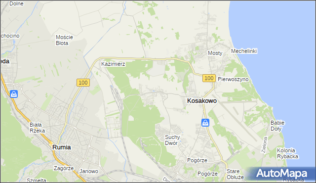 mapa Dębogórze, Dębogórze na mapie Targeo