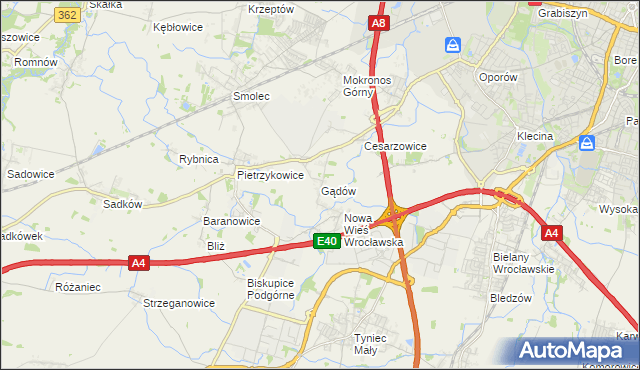 mapa Gądów, Gądów na mapie Targeo