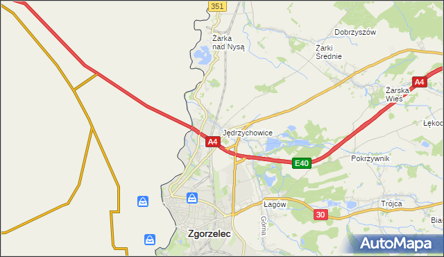 mapa Jędrzychowice gmina Zgorzelec, Jędrzychowice gmina Zgorzelec na mapie Targeo