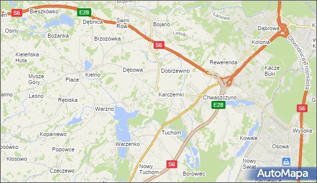 mapa Karczemki gmina Szemud, Karczemki gmina Szemud na mapie Targeo