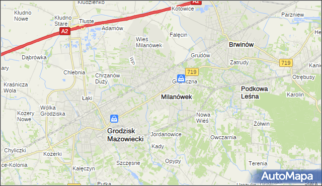mapa Milanówek, Milanówek na mapie Targeo