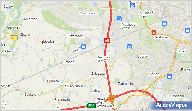 mapa Mokronos Górny, Mokronos Górny na mapie Targeo