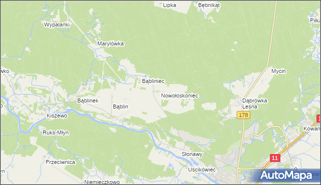 mapa Nowołoskoniec, Nowołoskoniec na mapie Targeo