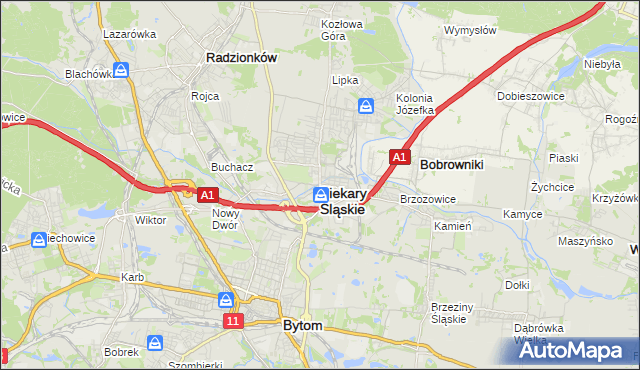 mapa Piekary Śląskie, Piekary Śląskie na mapie Targeo