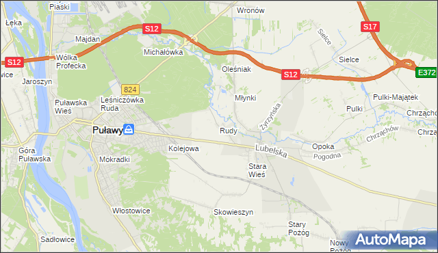 mapa Rudy gmina Końskowola, Rudy gmina Końskowola na mapie Targeo