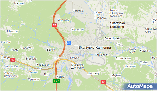 mapa Skarżysko-Kamienna, Skarżysko-Kamienna na mapie Targeo