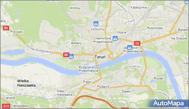 mapa Torunia, Toruń na mapie Targeo
