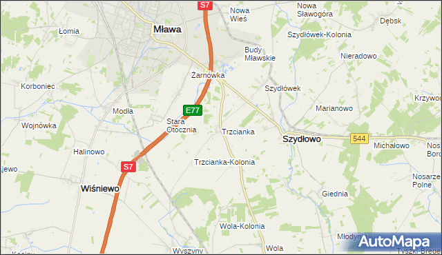 mapa Trzcianka gmina Szydłowo, Trzcianka gmina Szydłowo na mapie Targeo