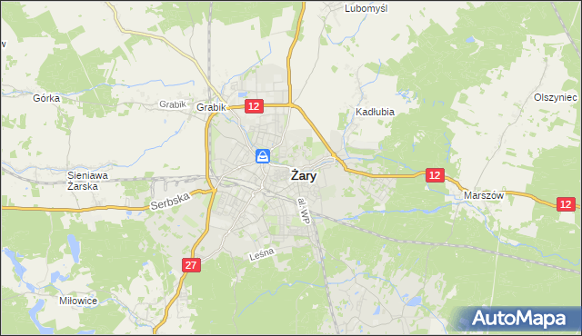 mapa Żary, Żary na mapie Targeo