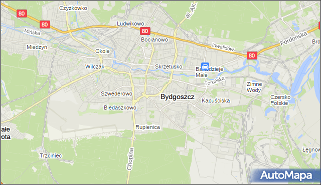 mapa Bydgoszczy, Bydgoszcz na mapie Targeo