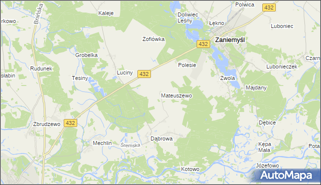 mapa Mateuszewo, Mateuszewo na mapie Targeo