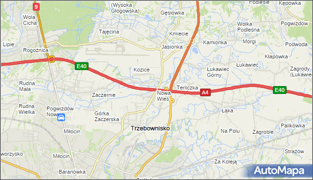 mapa Nowa Wieś gmina Trzebownisko, Nowa Wieś gmina Trzebownisko na mapie Targeo