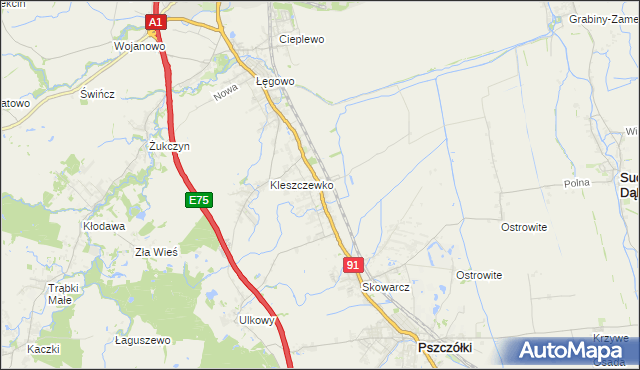 mapa Różyny, Różyny na mapie Targeo