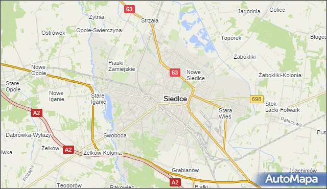 mapa Siedlce, Siedlce na mapie Targeo