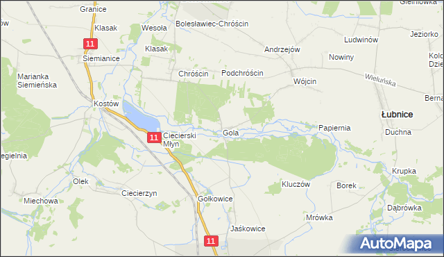 mapa Gola gmina Bolesławiec, Gola gmina Bolesławiec na mapie Targeo
