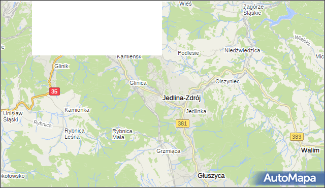 mapa Jedlina-Zdrój, Jedlina-Zdrój na mapie Targeo